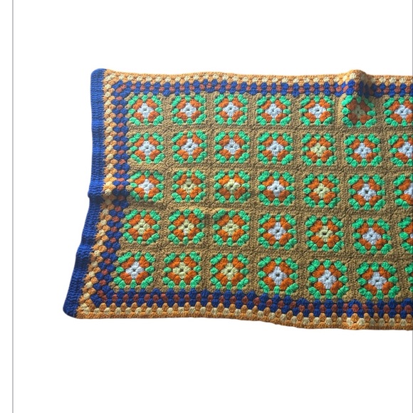 Crochet Granny Squared Throw Blanket Boho Hippie Multi Colored Handcrafted - Picture 7 of 12